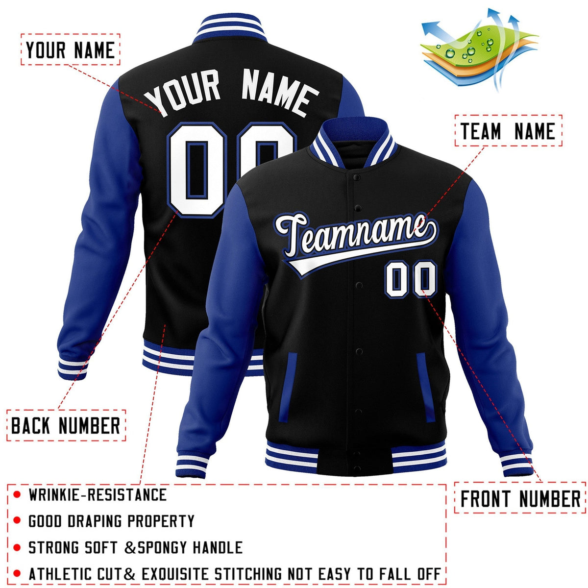 Custom Green Purple-White Raglan Sleeves Varsity Full-Snap Letterman Jacket | KXKSHOP