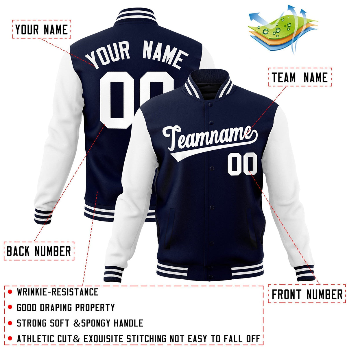 Custom Green Purple-White Raglan Sleeves Varsity Full-Snap Letterman Jacket | KXKSHOP