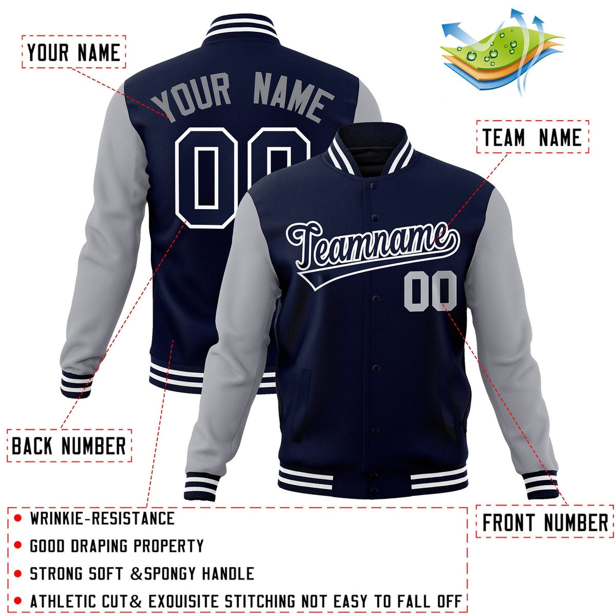 Custom Green Purple-White Raglan Sleeves Varsity Full-Snap Letterman Jacket | KXKSHOP