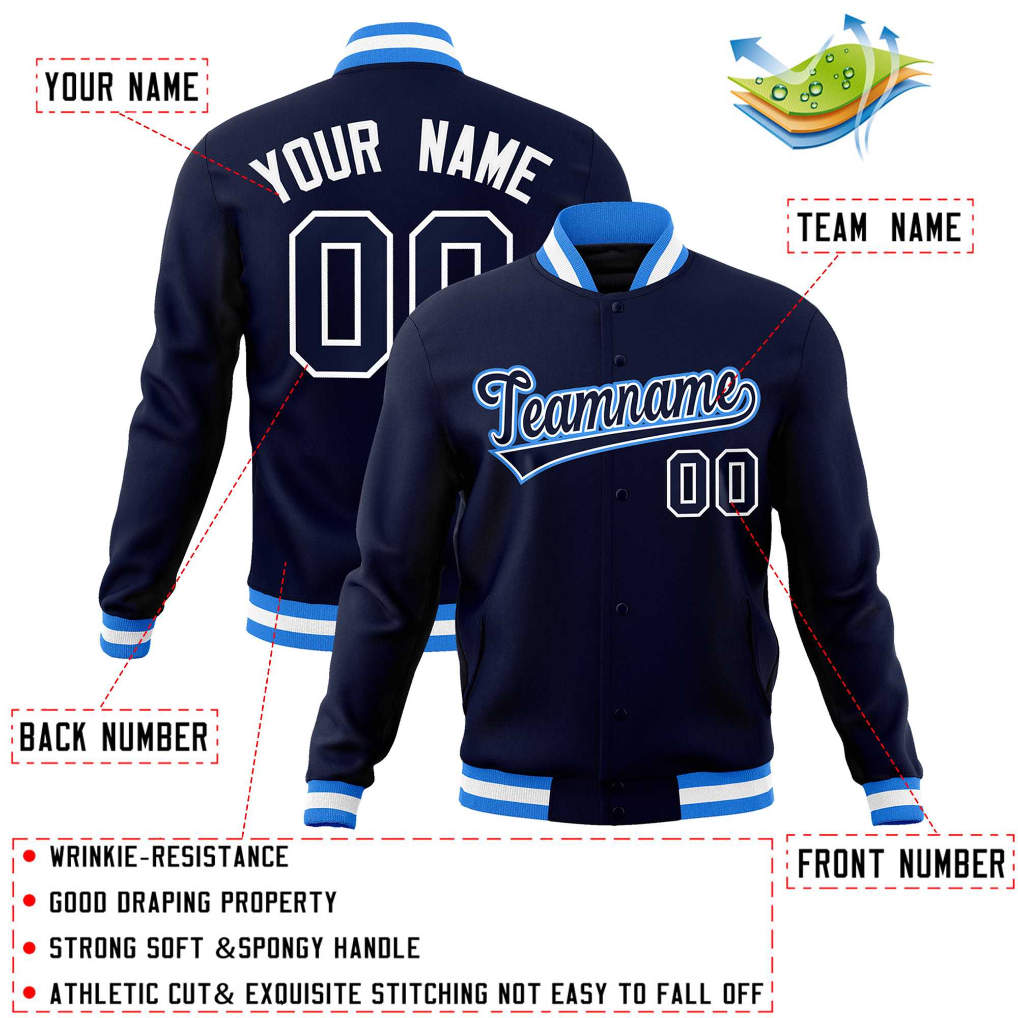 Custom White Black-Gray Classic Style Varsity Full-Snap Letterman Jacket | KXKSHOP