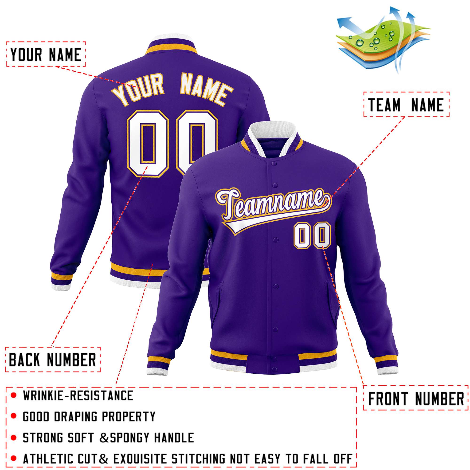 Custom White Black-Gray Classic Style Varsity Full-Snap Letterman Jacket | KXKSHOP