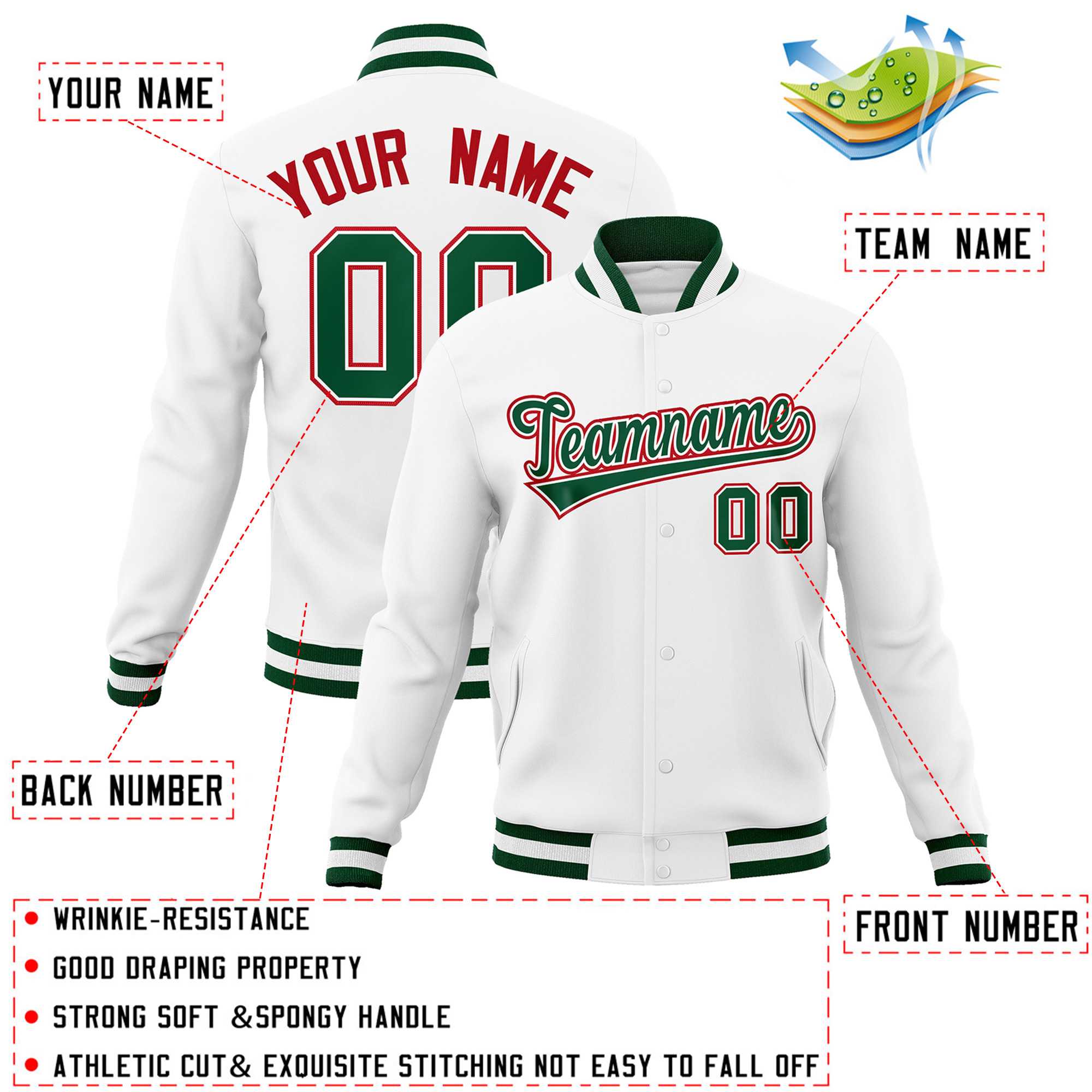Custom White Black-Gray Classic Style Varsity Full-Snap Letterman Jacket | KXKSHOP