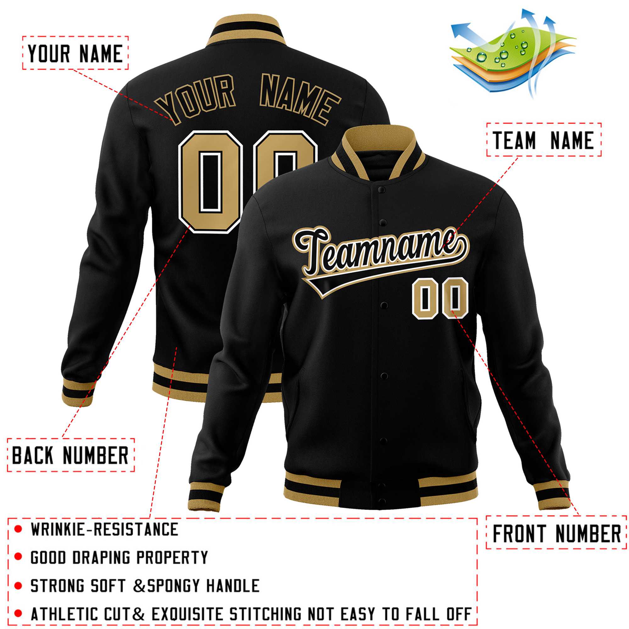 Custom White Black-Gray Classic Style Varsity Full-Snap Letterman Jacket | KXKSHOP