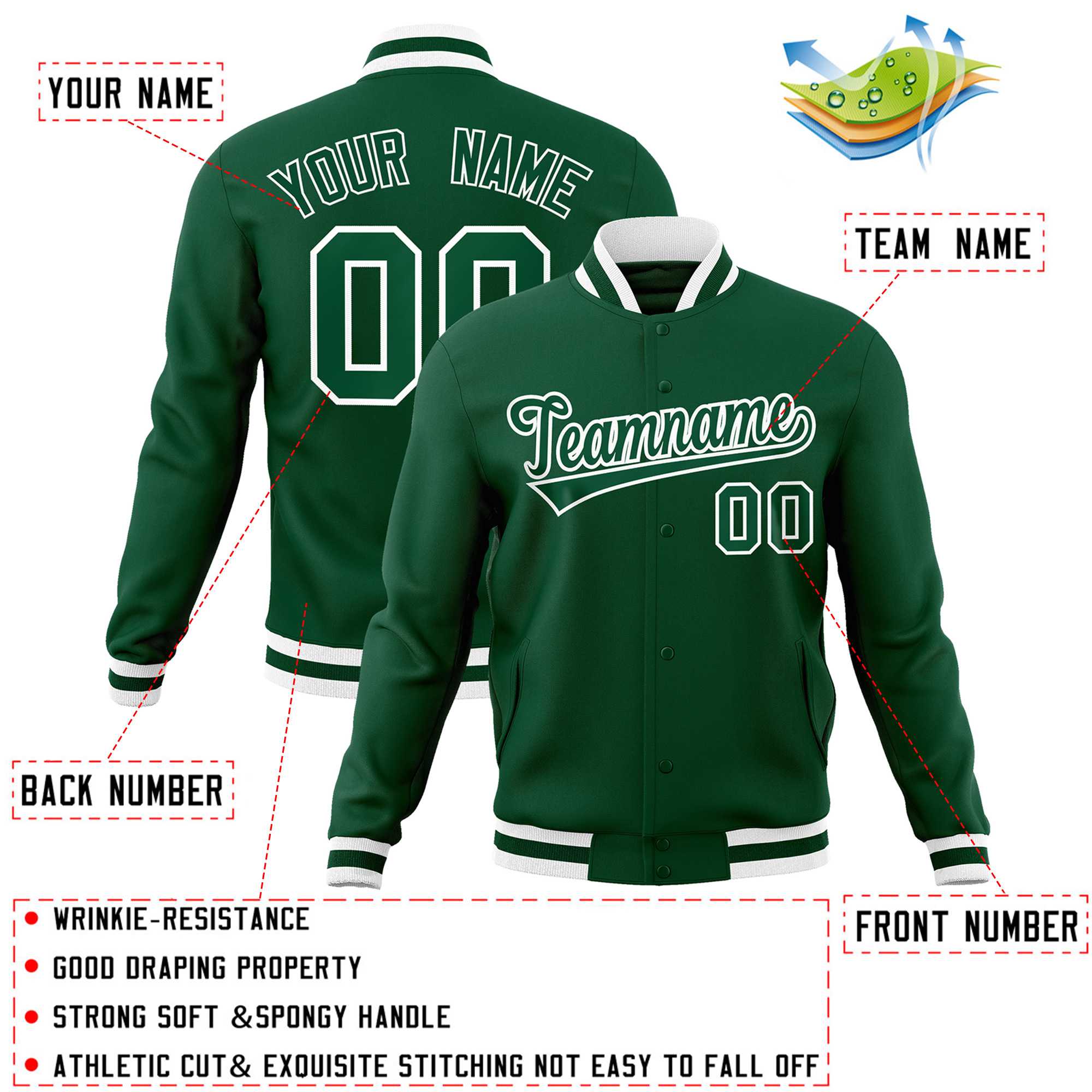 Custom White Black-Gray Classic Style Varsity Full-Snap Letterman Jacket | KXKSHOP