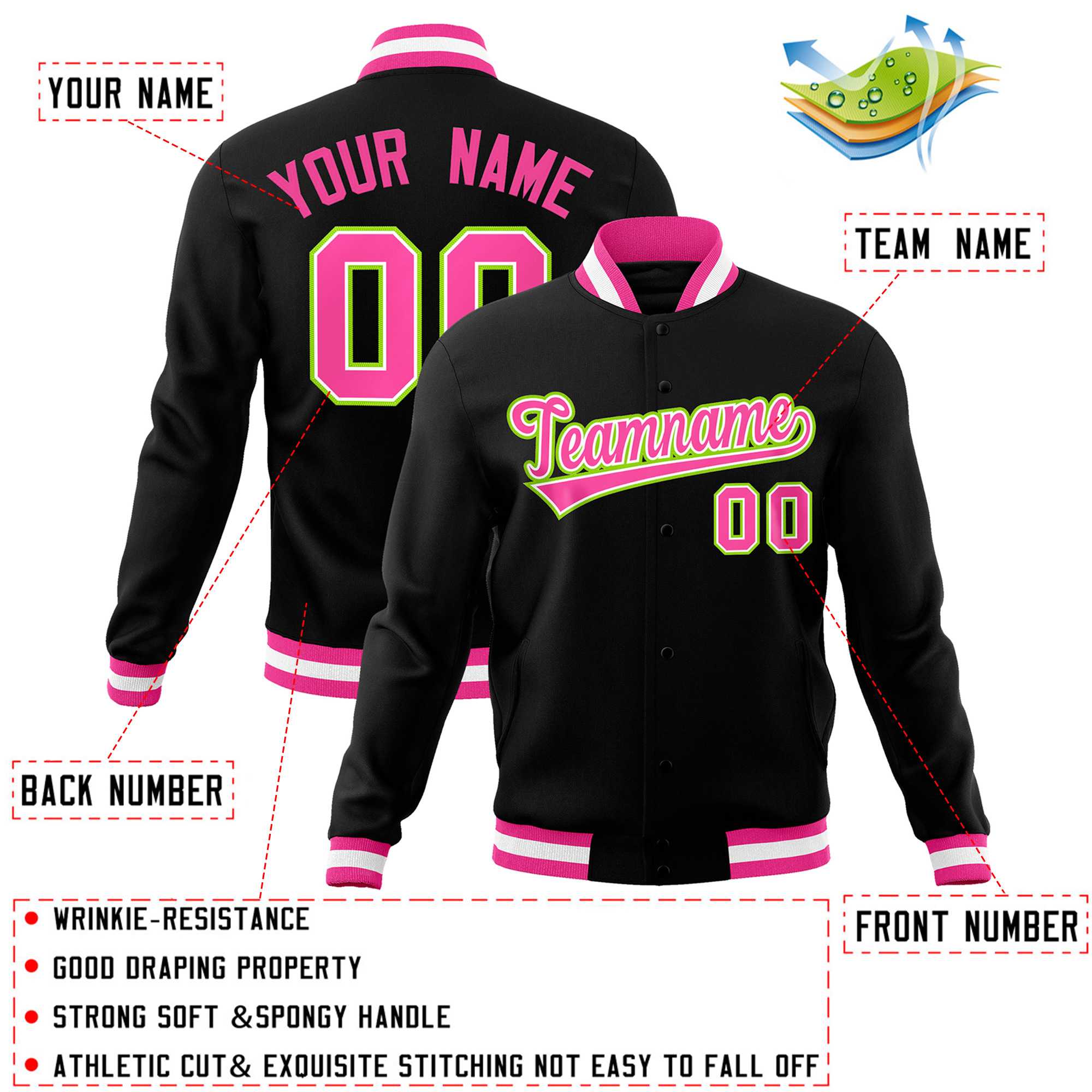 Custom White Black-Gray Classic Style Varsity Full-Snap Letterman Jacket | KXKSHOP