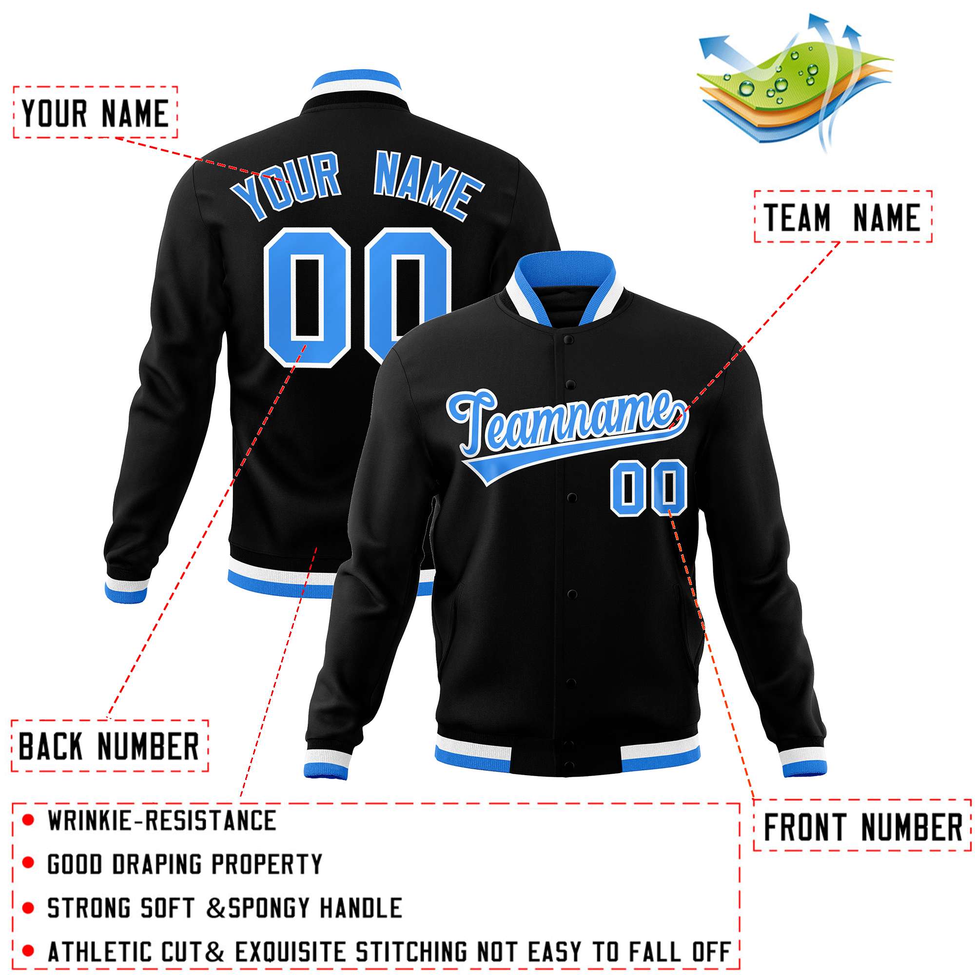 Custom White Black-Gray Classic Style Varsity Full-Snap Letterman Jacket | KXKSHOP