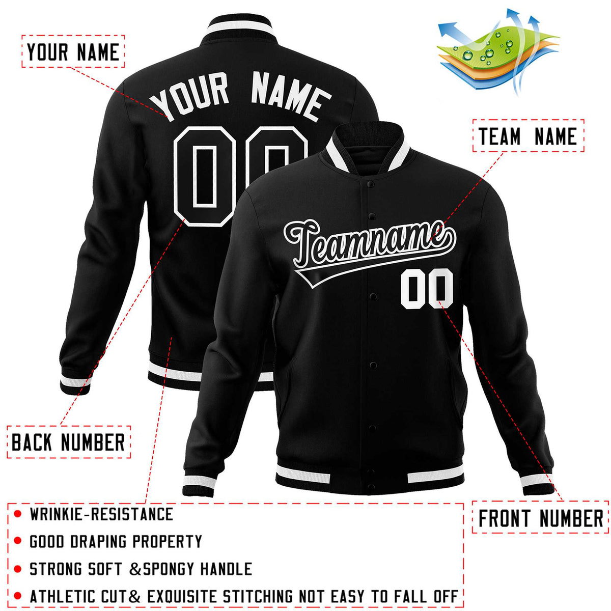 Custom White Black-Gray Classic Style Varsity Full-Snap Letterman Jacket | KXKSHOP