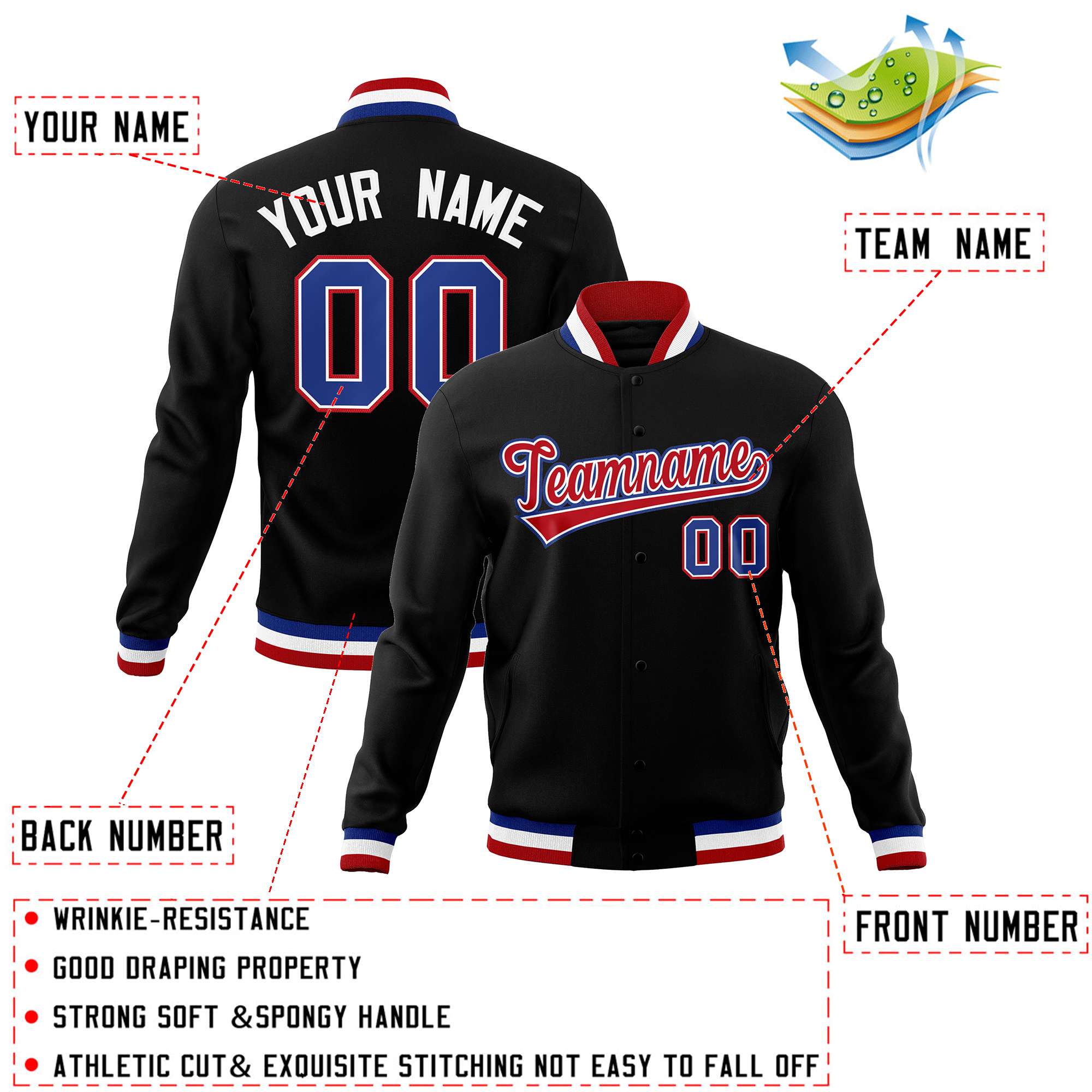 Custom White Black-Gray Classic Style Varsity Full-Snap Letterman Jacket | KXKSHOP