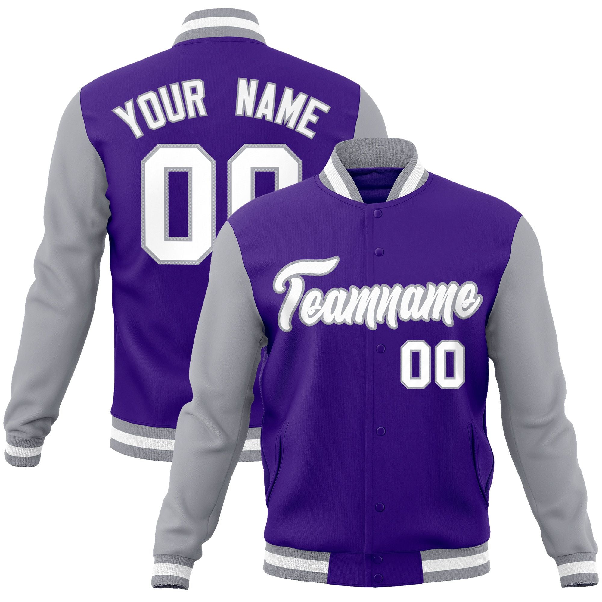 Custom Black White-Black Raglan Sleeves Varsity Full-Snap Letterman Jacket | KXKSHOP