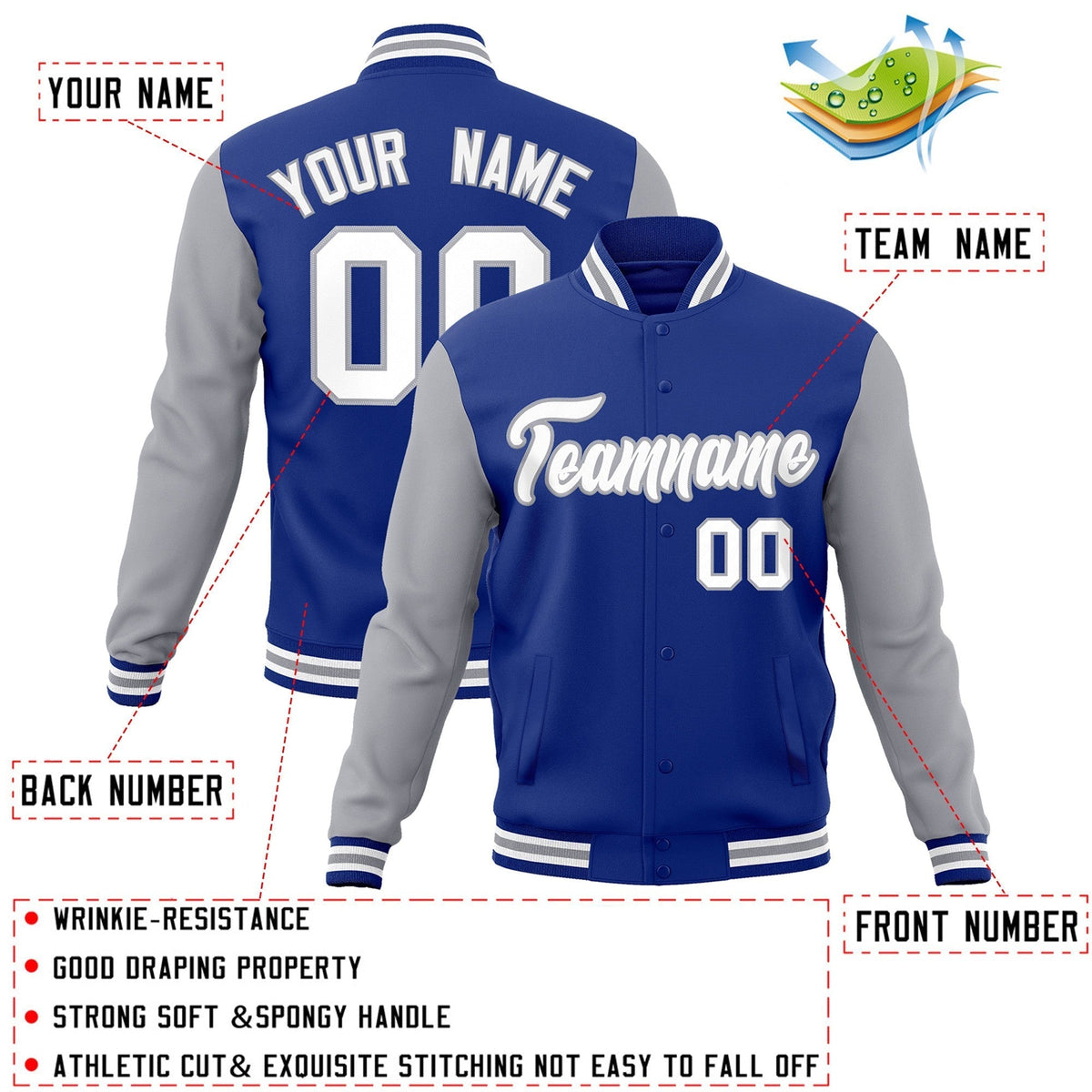 Custom Green Purple-White Raglan Sleeves Varsity Full-Snap Letterman Jacket | KXKSHOP