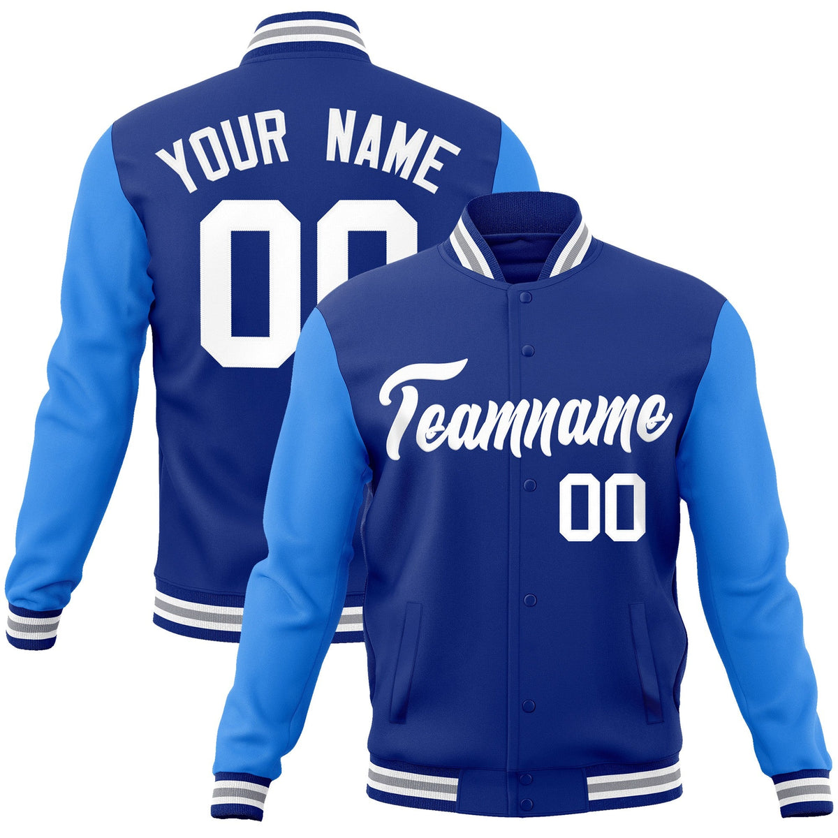 Custom Green Purple-White Raglan Sleeves Varsity Full-Snap Letterman Jacket | KXKSHOP