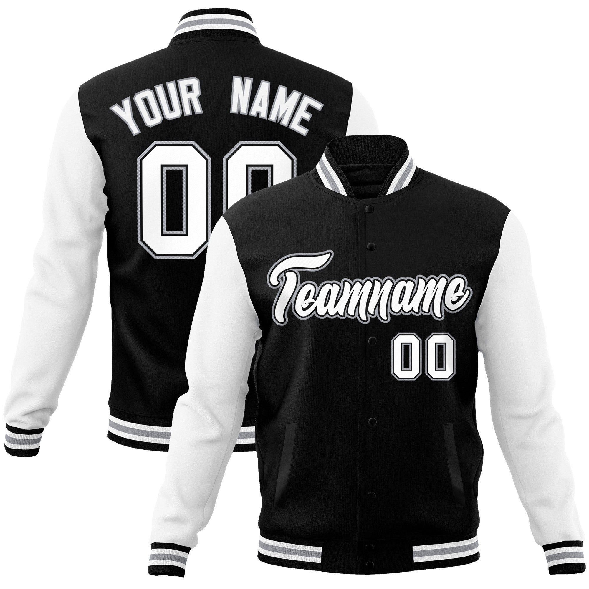 Custom Green Purple-White Raglan Sleeves Varsity Full-Snap Letterman Jacket | KXKSHOP