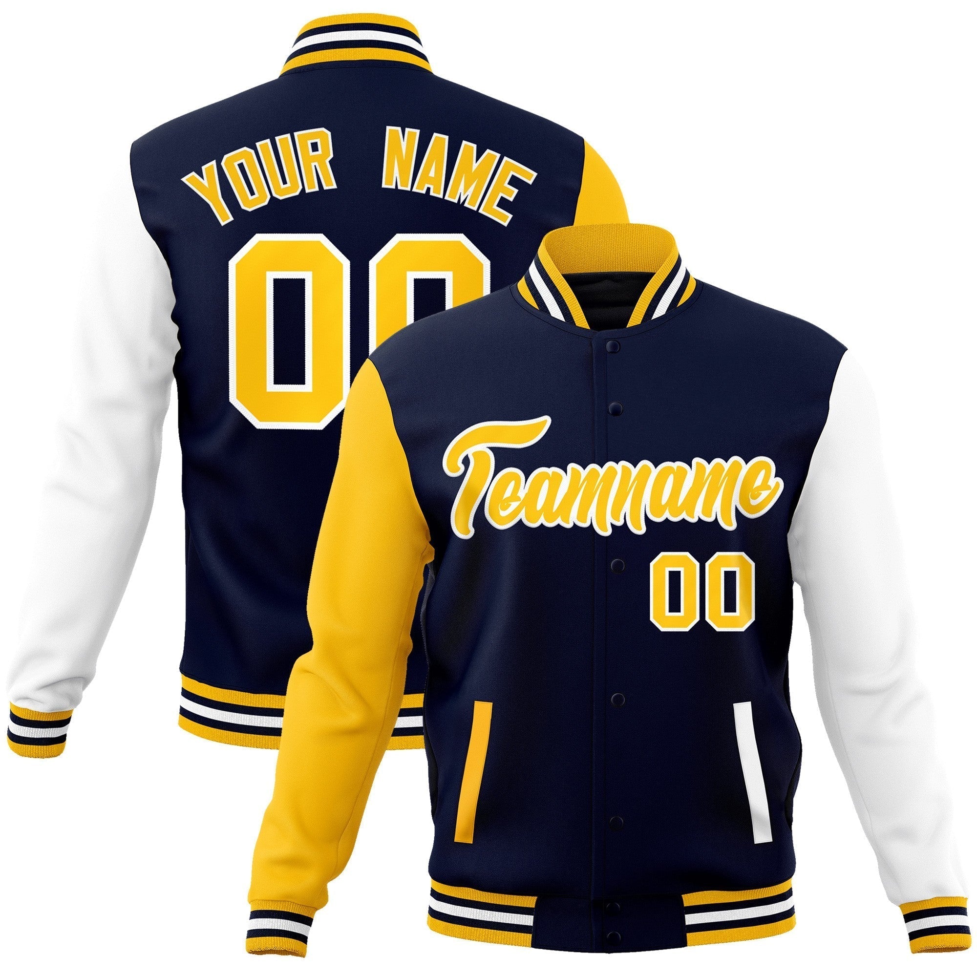 Custom Green Purple-White Raglan Sleeves Varsity Full-Snap Letterman Jacket | KXKSHOP