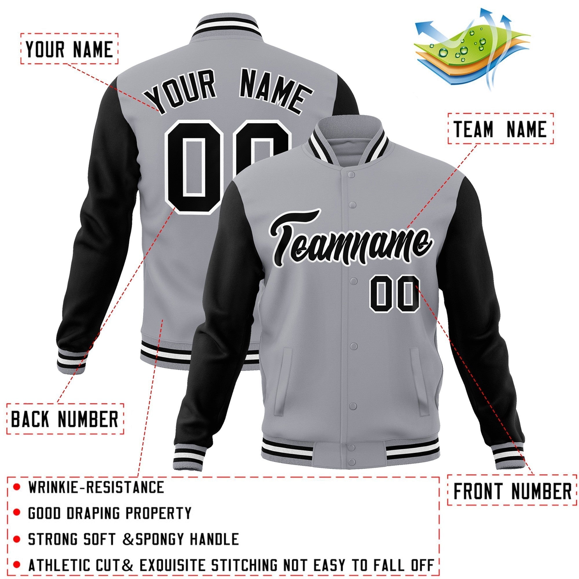 Custom Green Purple-White Raglan Sleeves Varsity Full-Snap Letterman Jacket | KXKSHOP