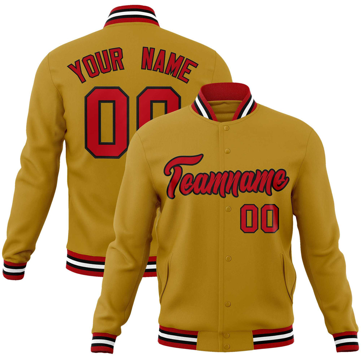 Custom White Red-Black Classic Style Varsity Full-Snap Letterman Jacket | KXKSHOP