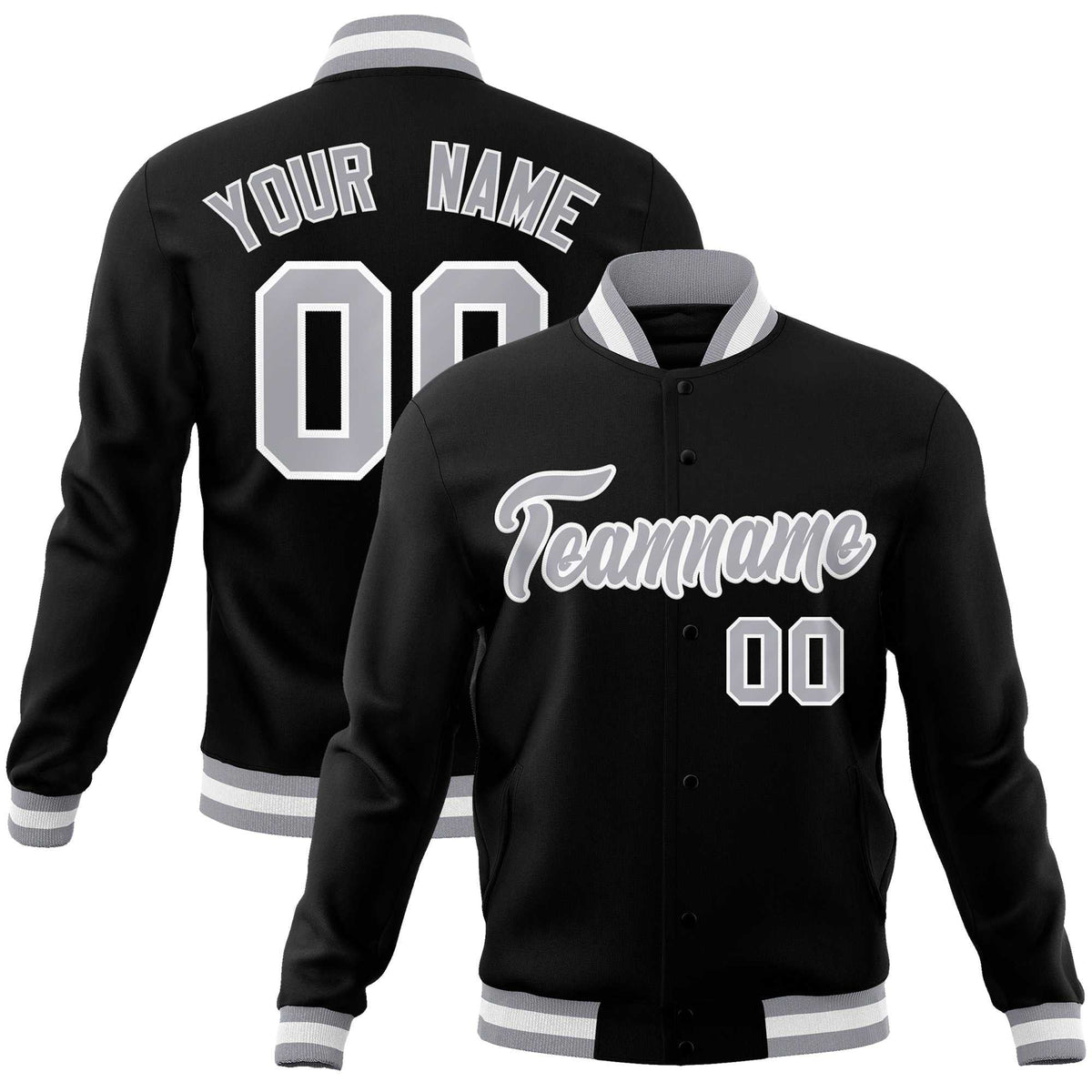 Custom White Red-Black Classic Style Varsity Full-Snap Letterman Jacket | KXKSHOP