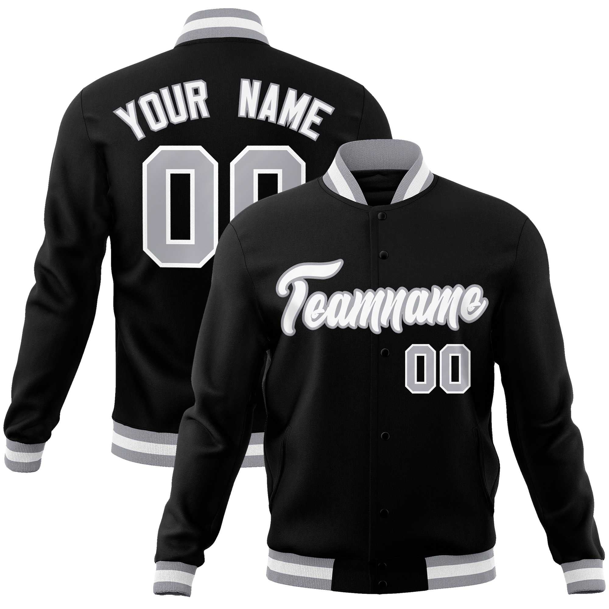 Custom White Red-Black Classic Style Varsity Full-Snap Letterman Jacket | KXKSHOP