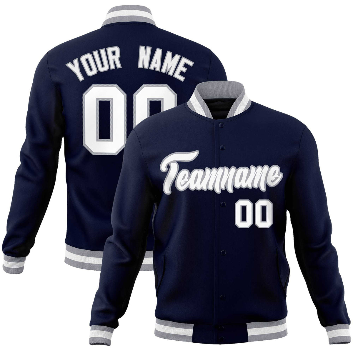 Custom White Red-Black Classic Style Varsity Full-Snap Letterman Jacket | KXKSHOP