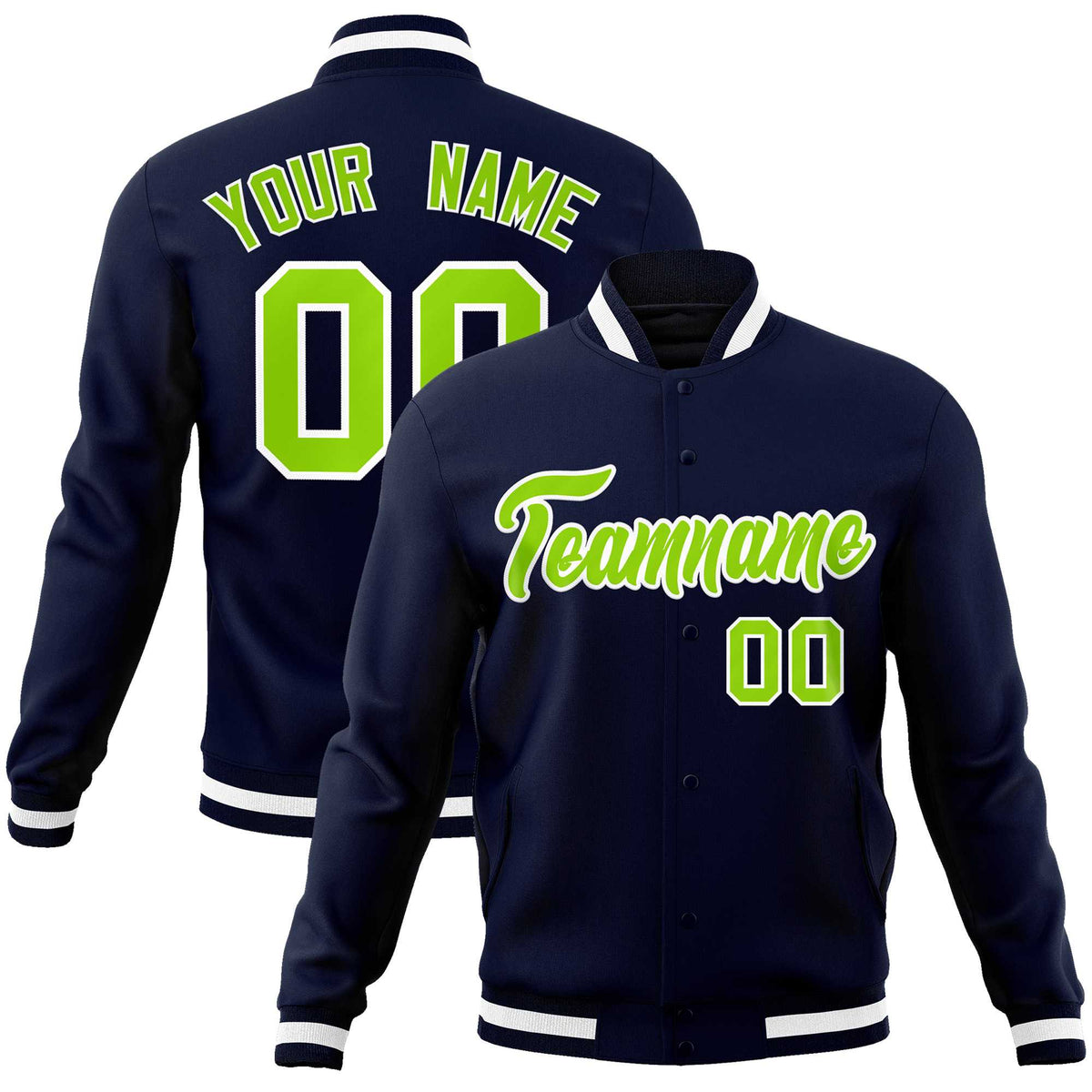 Custom White Black-Gray Classic Style Varsity Full-Snap Letterman Jacket | KXKSHOP