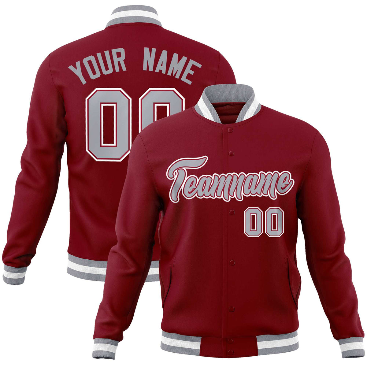 Custom White Black-Gray Classic Style Varsity Full-Snap Letterman Jacket | KXKSHOP