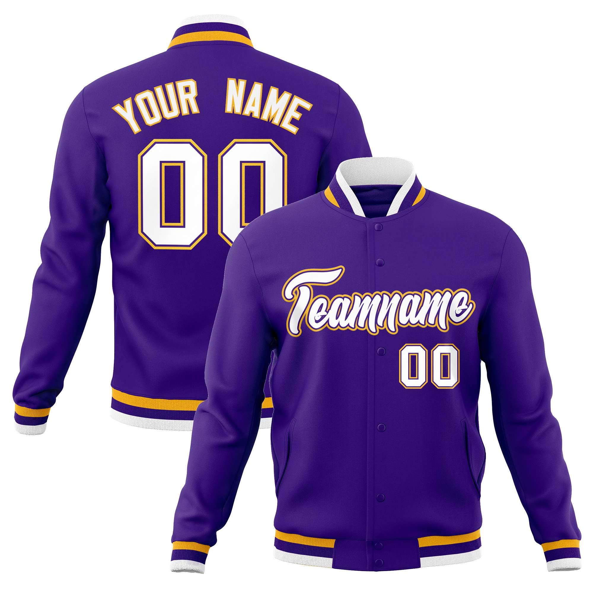 Custom White Black-Gray Classic Style Varsity Full-Snap Letterman Jacket | KXKSHOP