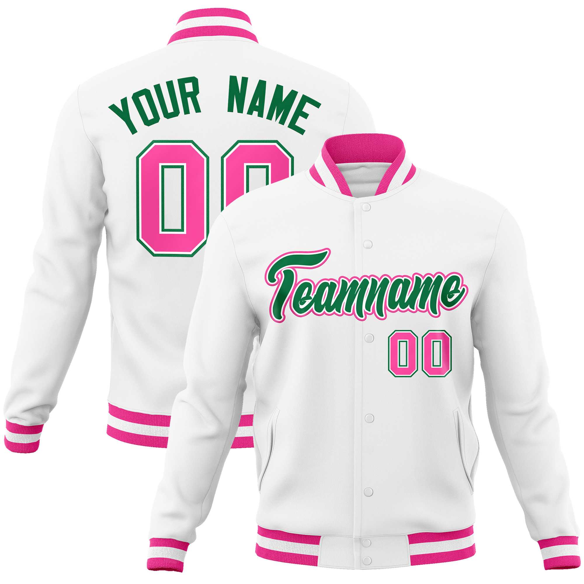 Custom White Black-Gray Classic Style Varsity Full-Snap Letterman Jacket | KXKSHOP