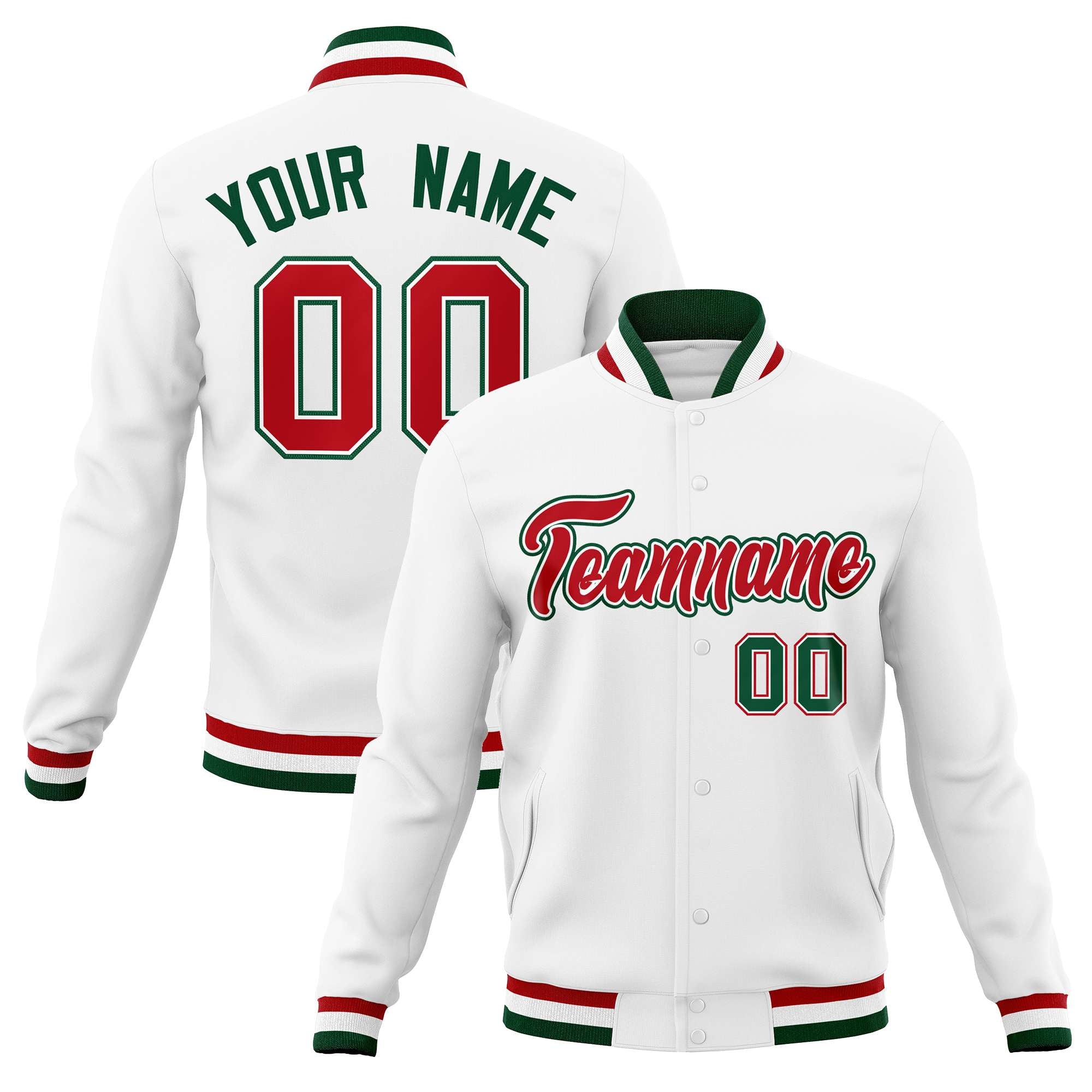 Custom White Black-Gray Classic Style Varsity Full-Snap Letterman Jacket | KXKSHOP