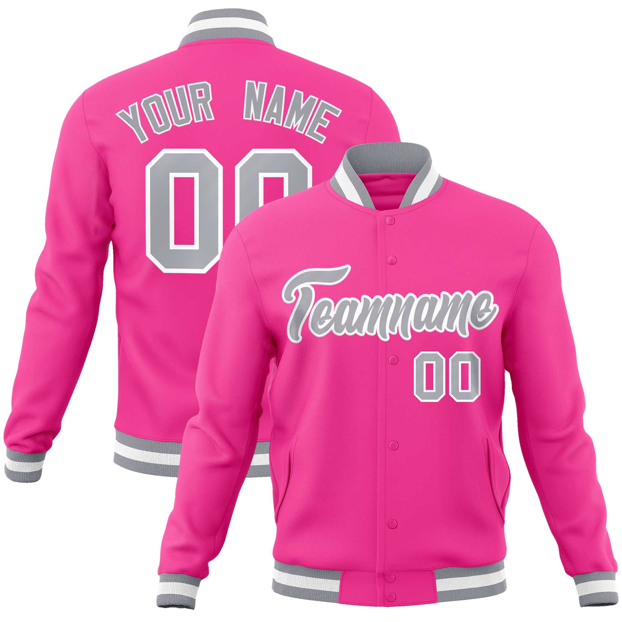 Custom White Black-Gray Classic Style Varsity Full-Snap Letterman Jacket | KXKSHOP
