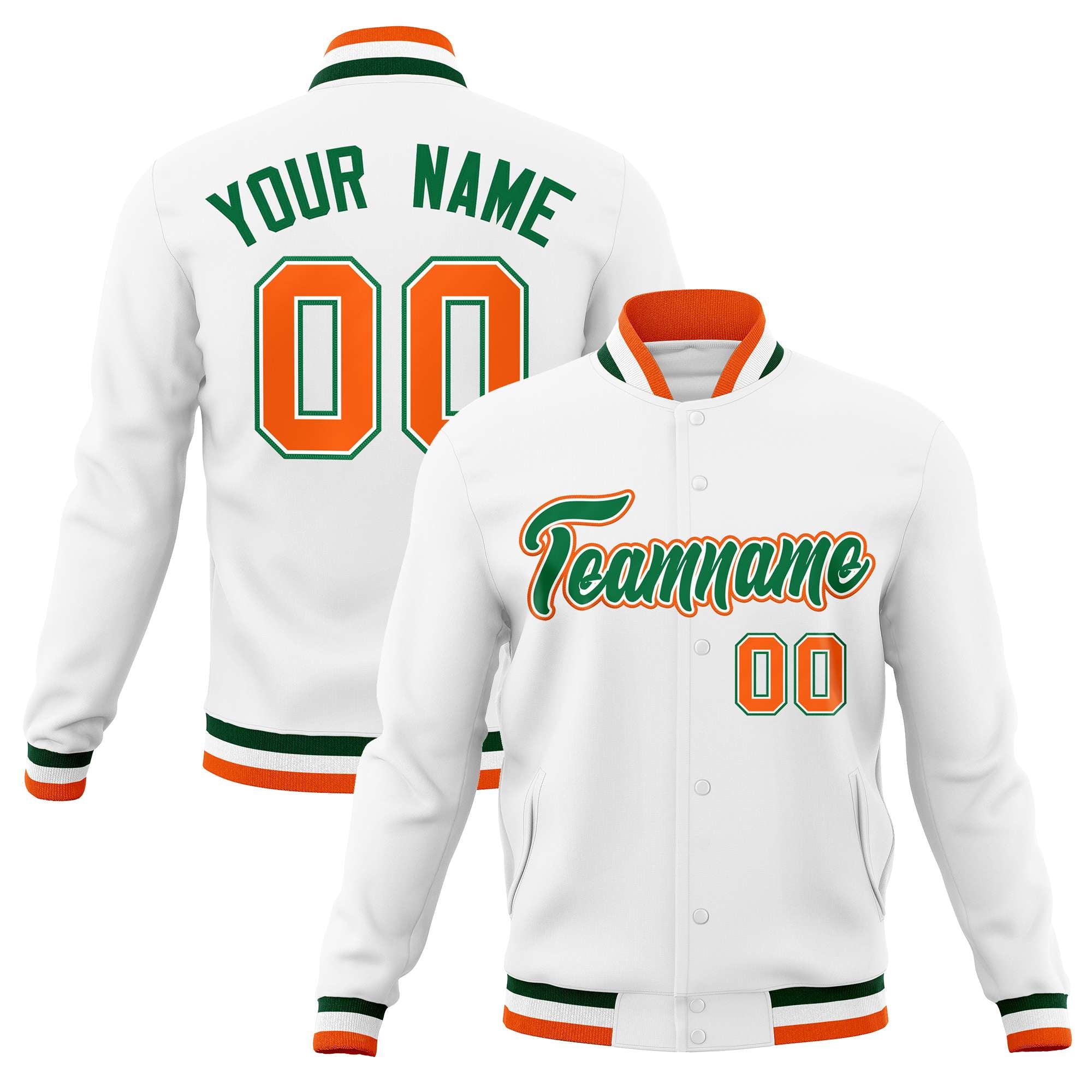 Custom White Black-Gray Classic Style Varsity Full-Snap Letterman Jacket | KXKSHOP