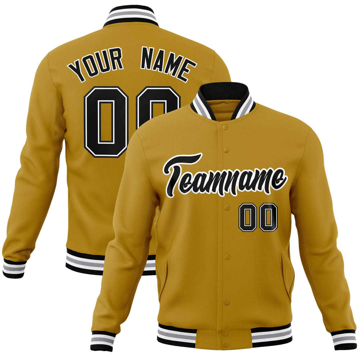 Custom White Black-Gray Classic Style Varsity Full-Snap Letterman Jacket | KXKSHOP