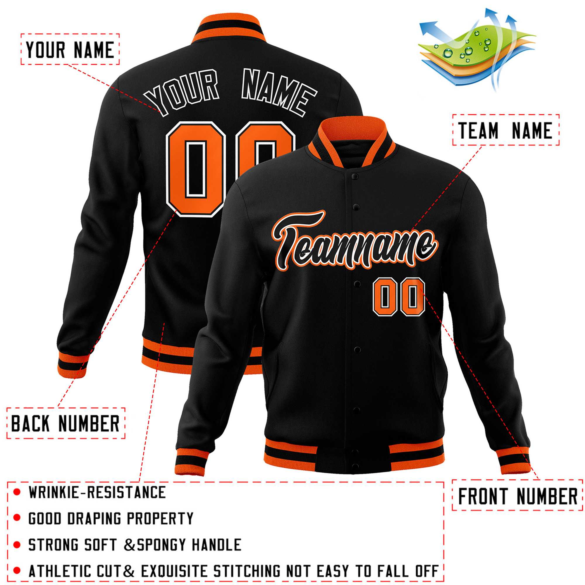 Custom White Black-Gray Classic Style Varsity Full-Snap Letterman Jacket | KXKSHOP