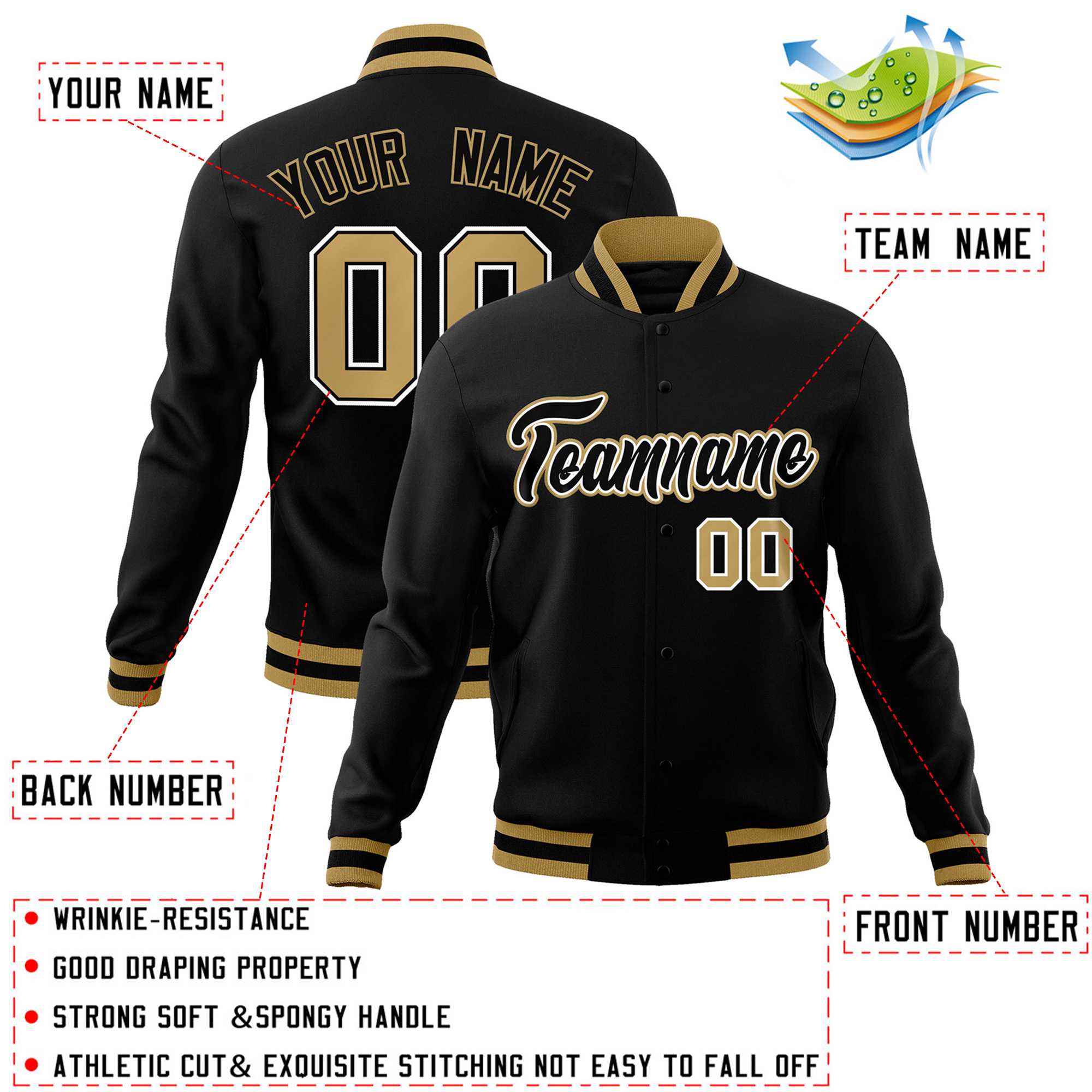 Custom White Black-Gray Classic Style Varsity Full-Snap Letterman Jacket | KXKSHOP