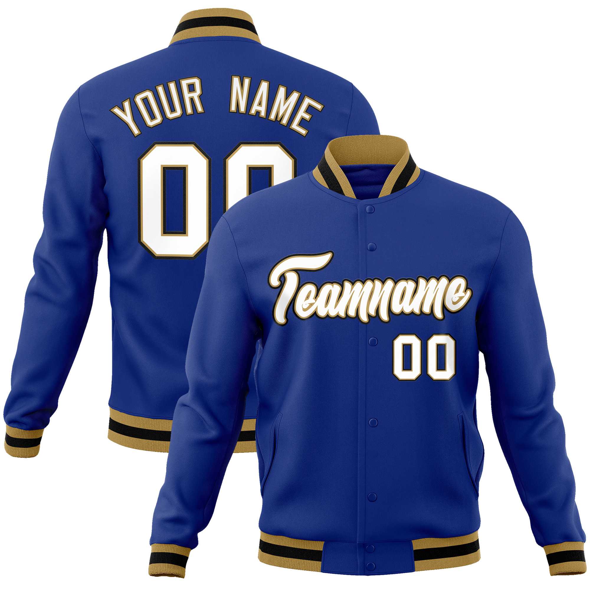 Custom White Black-Gray Classic Style Varsity Full-Snap Letterman Jacket | KXKSHOP