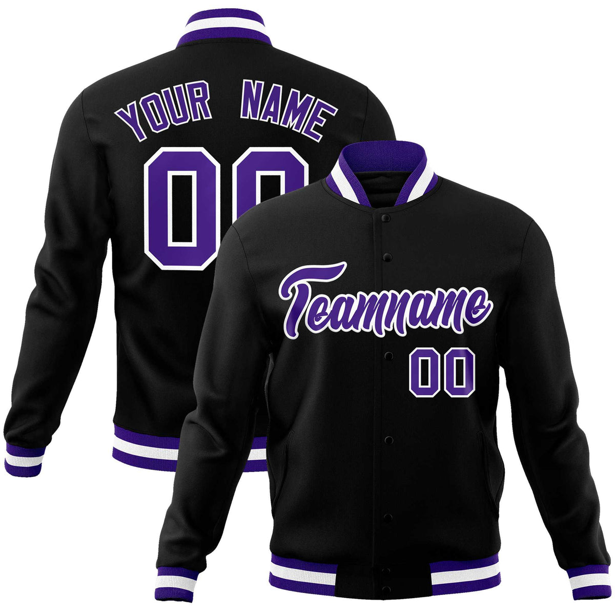 Custom White Black-Gray Classic Style Varsity Full-Snap Letterman Jacket | KXKSHOP