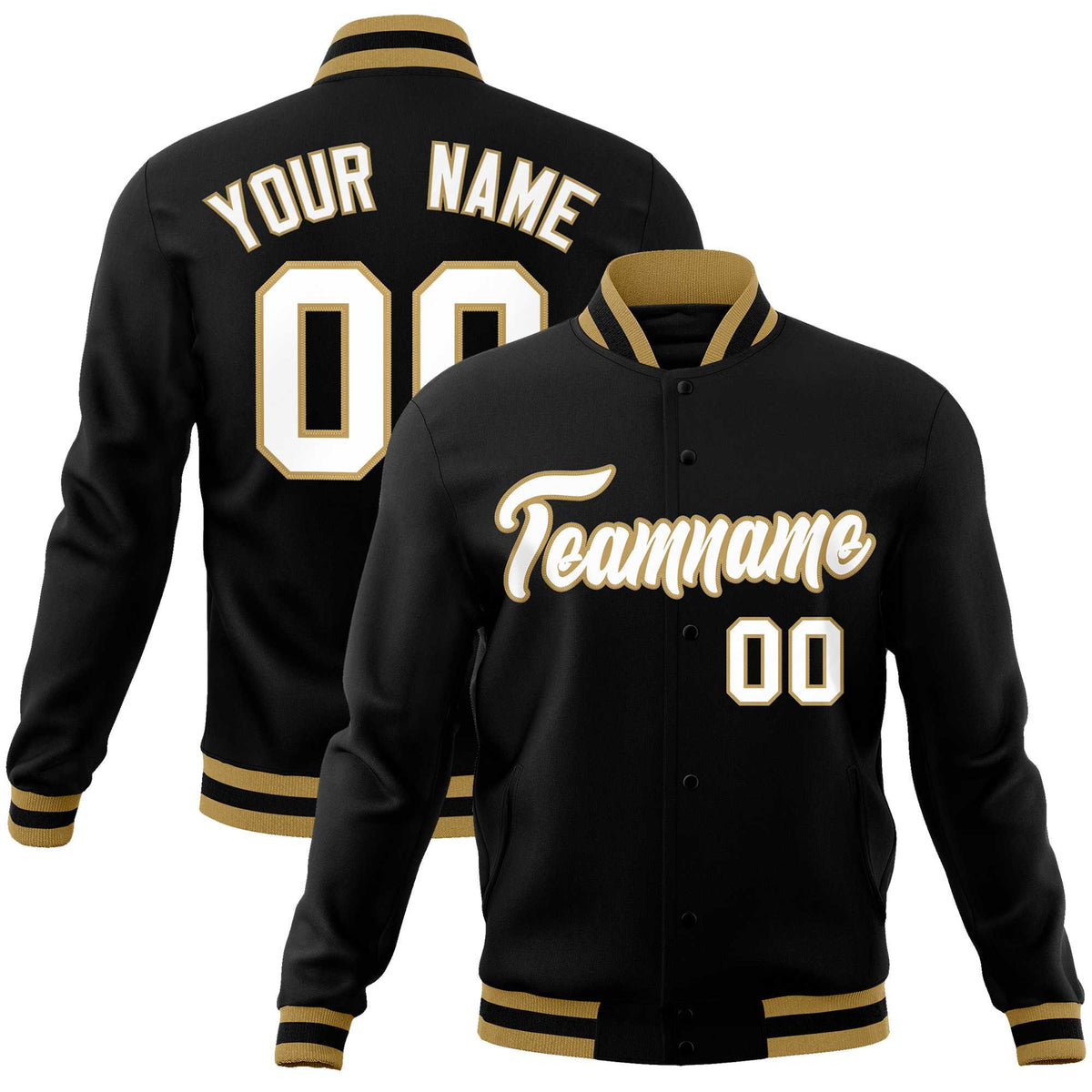 Custom White Black-Gray Classic Style Varsity Full-Snap Letterman Jacket | KXKSHOP