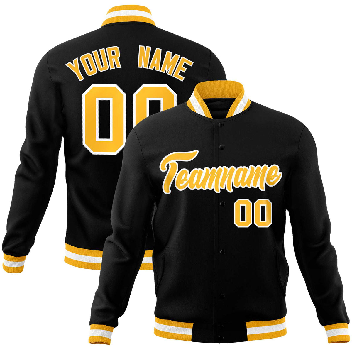 Custom White Black-Gray Classic Style Varsity Full-Snap Letterman Jacket | KXKSHOP