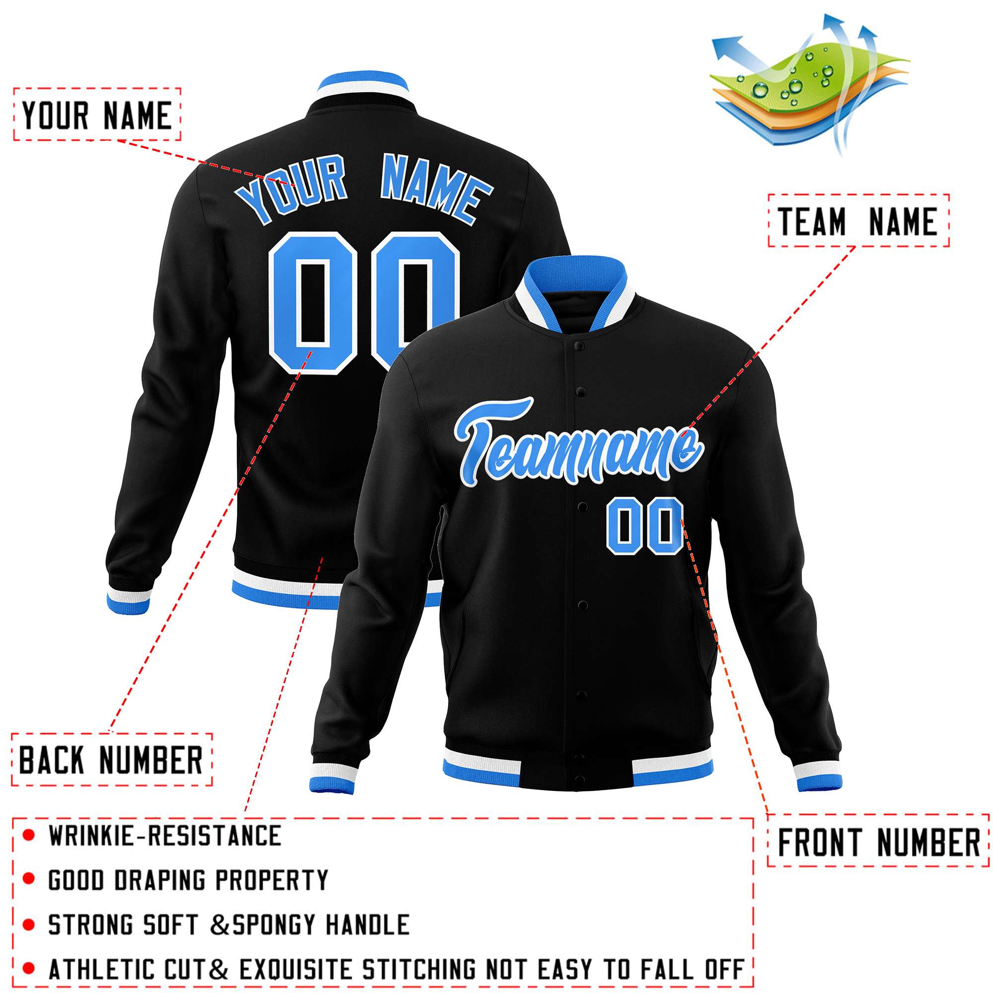 Custom White Black-Gray Classic Style Varsity Full-Snap Letterman Jacket | KXKSHOP