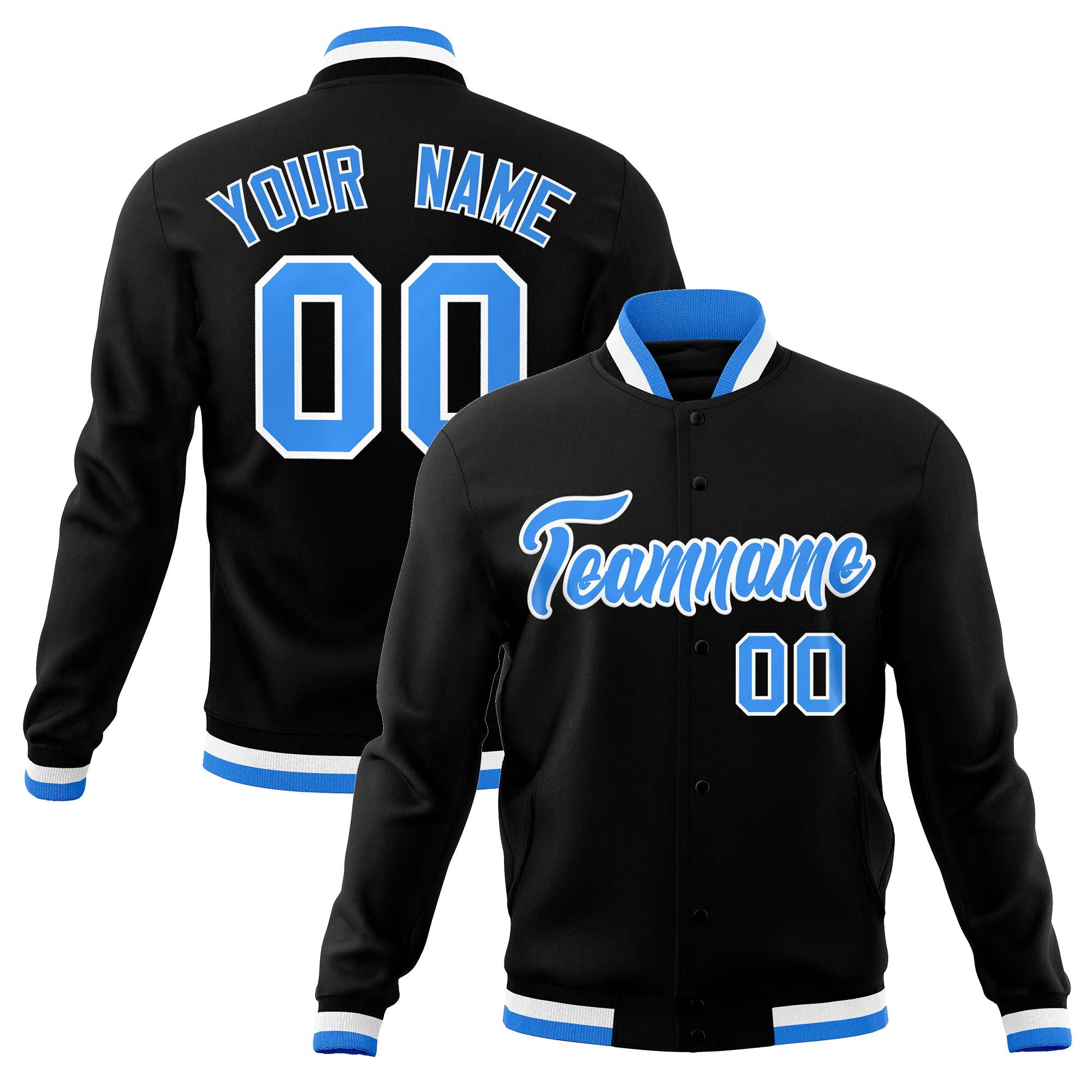 Custom White Black-Gray Classic Style Varsity Full-Snap Letterman Jacket | KXKSHOP