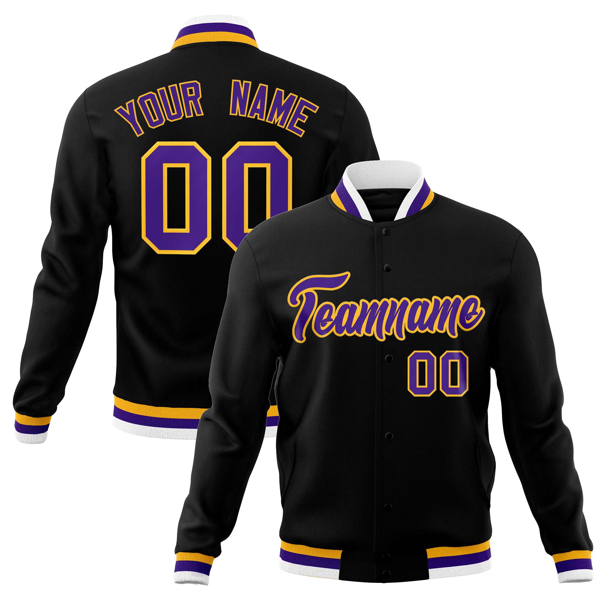 Custom White Black-Gray Classic Style Varsity Full-Snap Letterman Jacket | KXKSHOP