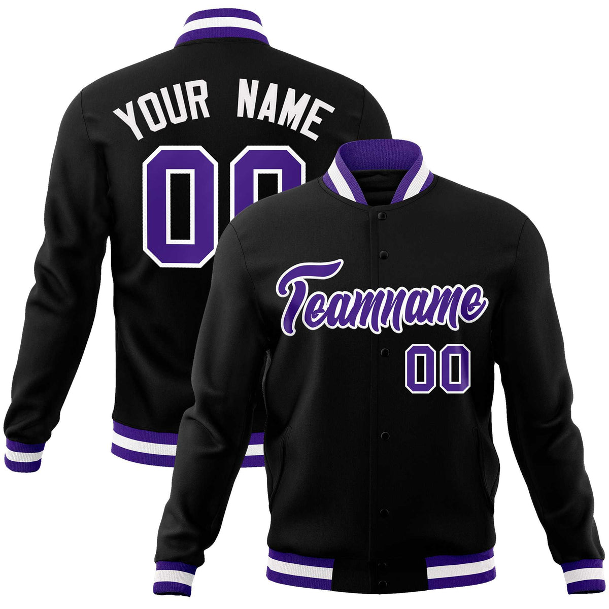 Custom White Black-Gray Classic Style Varsity Full-Snap Letterman Jacket | KXKSHOP