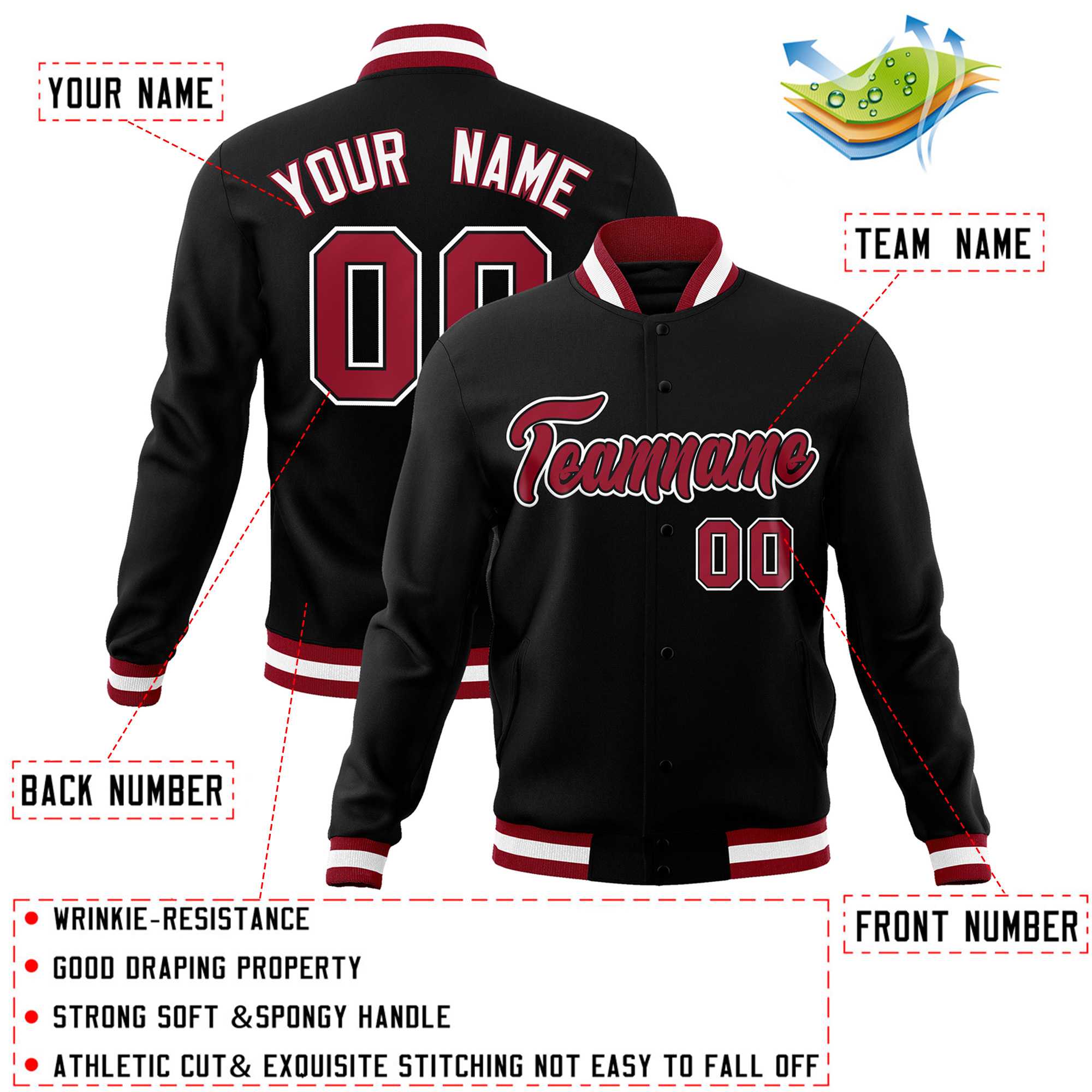 Custom White Black-Gray Classic Style Varsity Full-Snap Letterman Jacket | KXKSHOP