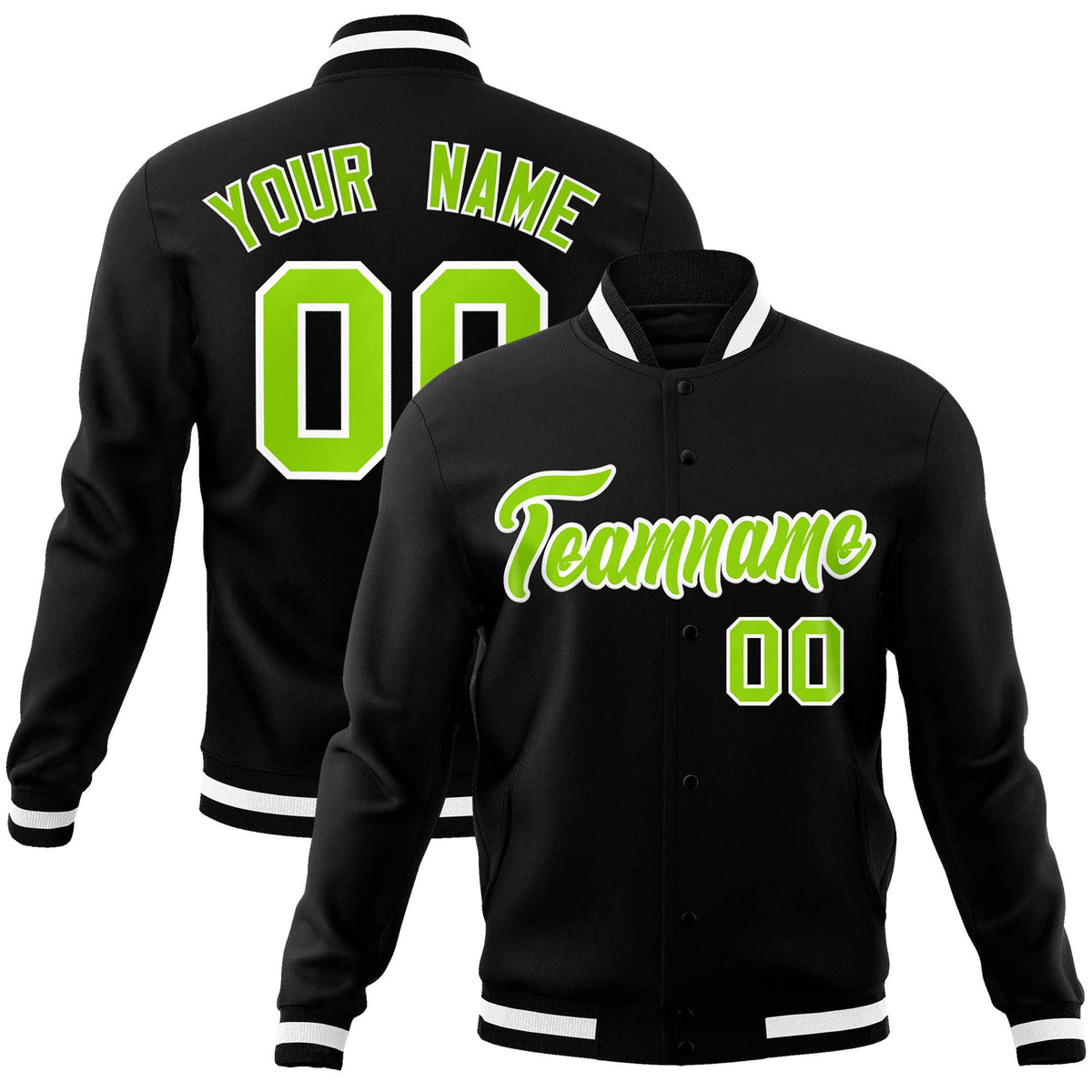 Custom White Black-Gray Classic Style Varsity Full-Snap Letterman Jacket | KXKSHOP