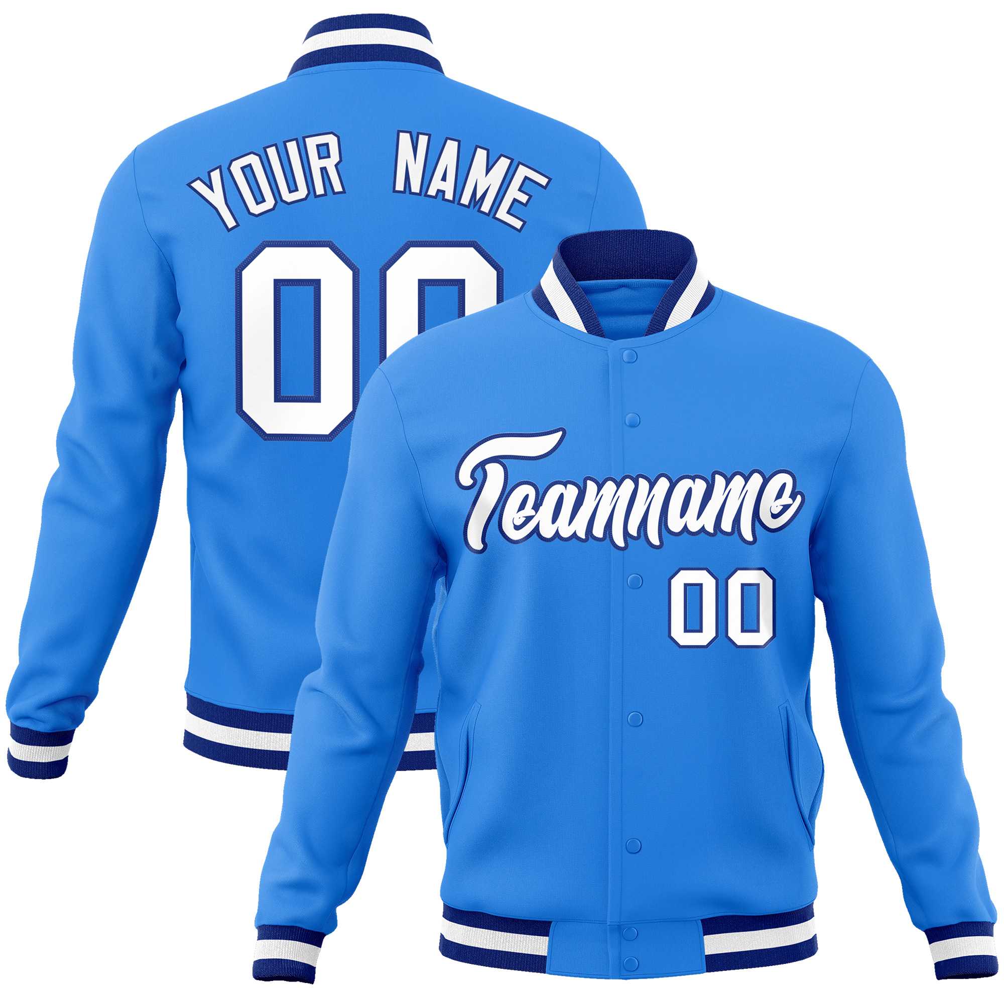 Custom White Black-Gray Classic Style Varsity Full-Snap Letterman Jacket | KXKSHOP