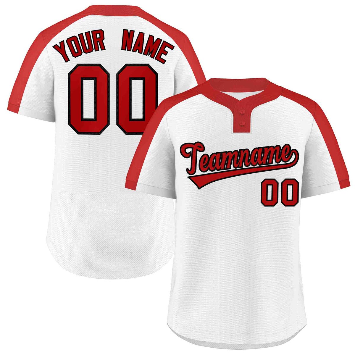 Custom White Red-Black Classic Style Authentic Two-Button Softball Jersey