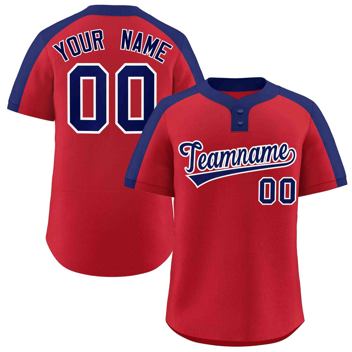 Custom Red Navy-White Classic Style Authentic Two-Button Softball Jersey