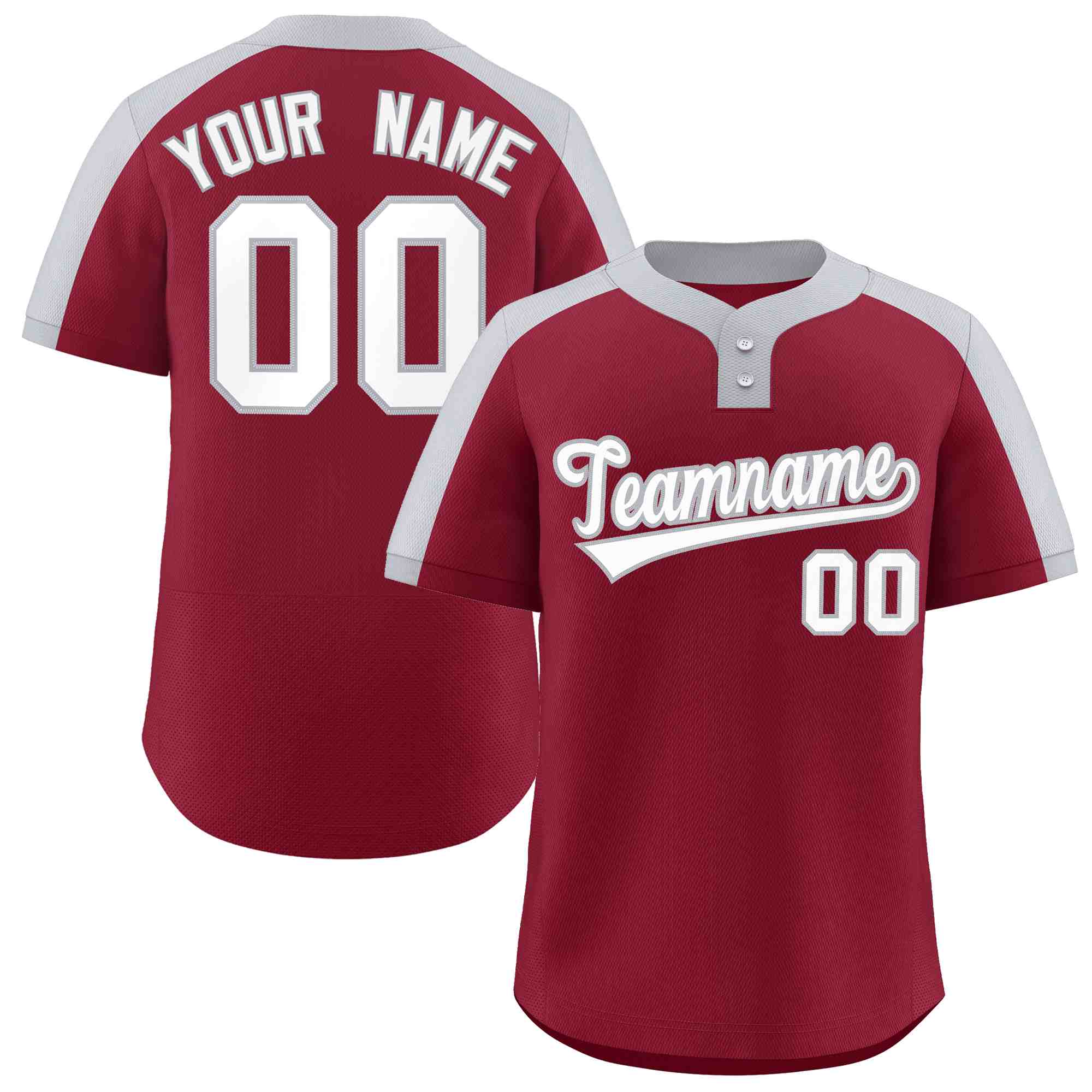 Custom Crimson White-Gray Classic Style Authentic Two-Button Softball Jersey