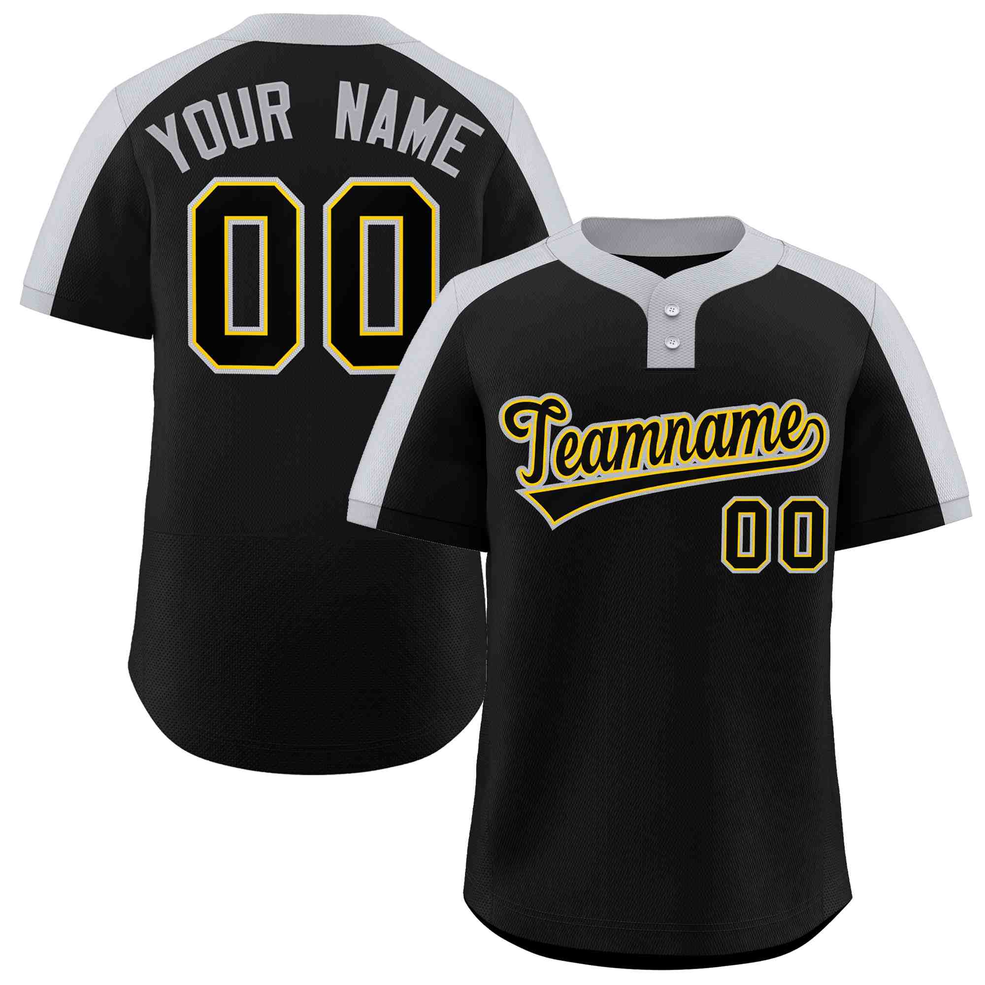 Custom Black Black-Gold Classic Style Authentic Two-Button Softball Jersey