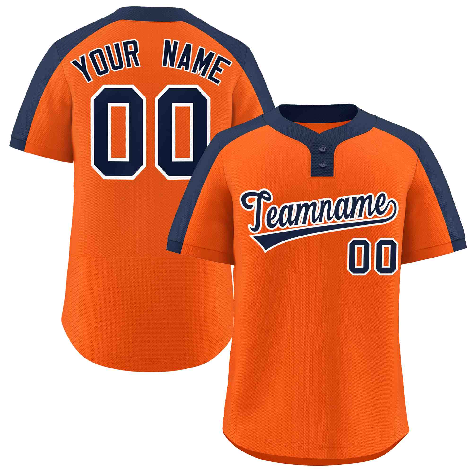 Custom Orange Navy-White Classic Style Authentic Two-Button Softball Jersey