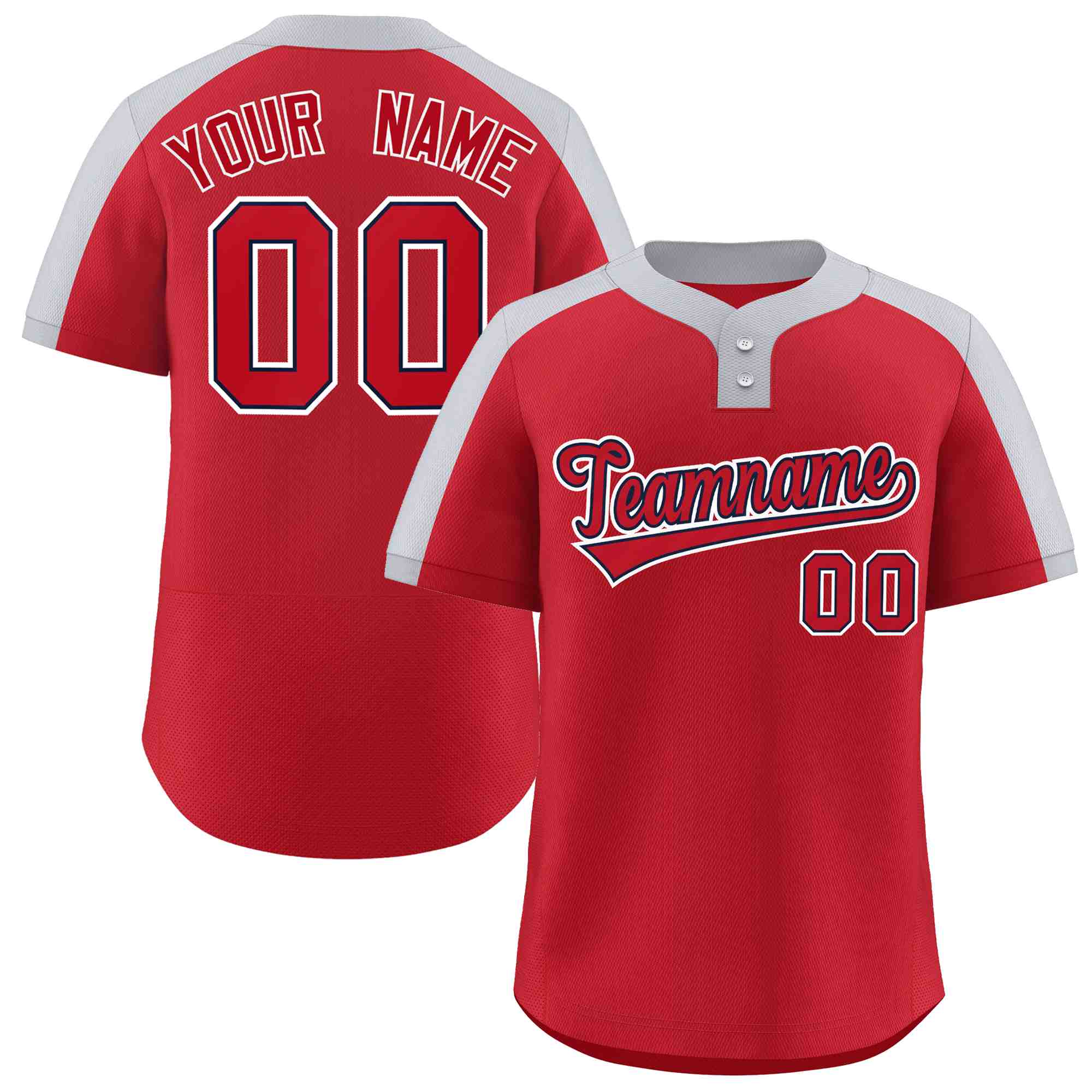 Custom Red Red-Navy Classic Style Authentic Two-Button Softball Jersey