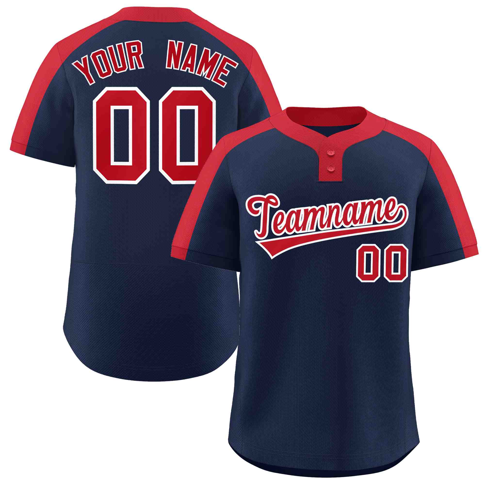 Custom Navy Red-White Classic Style Authentic Two-Button Softball Jersey